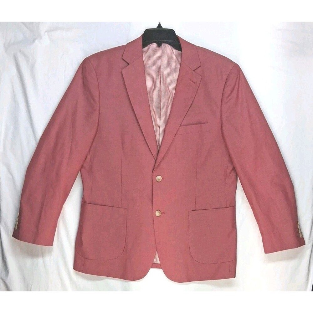 Southern Pines Men L Red Blazer Sport Coat Preppy Casual Business Cotton